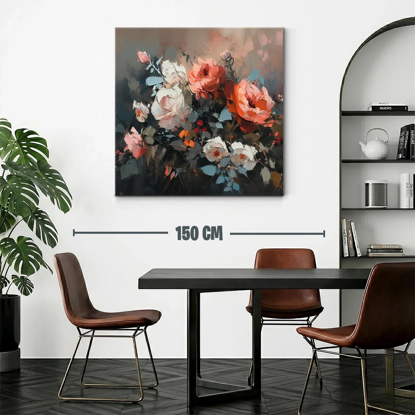 Cuadro floral con tonos cálidos y contraste elegante — miniatura 2