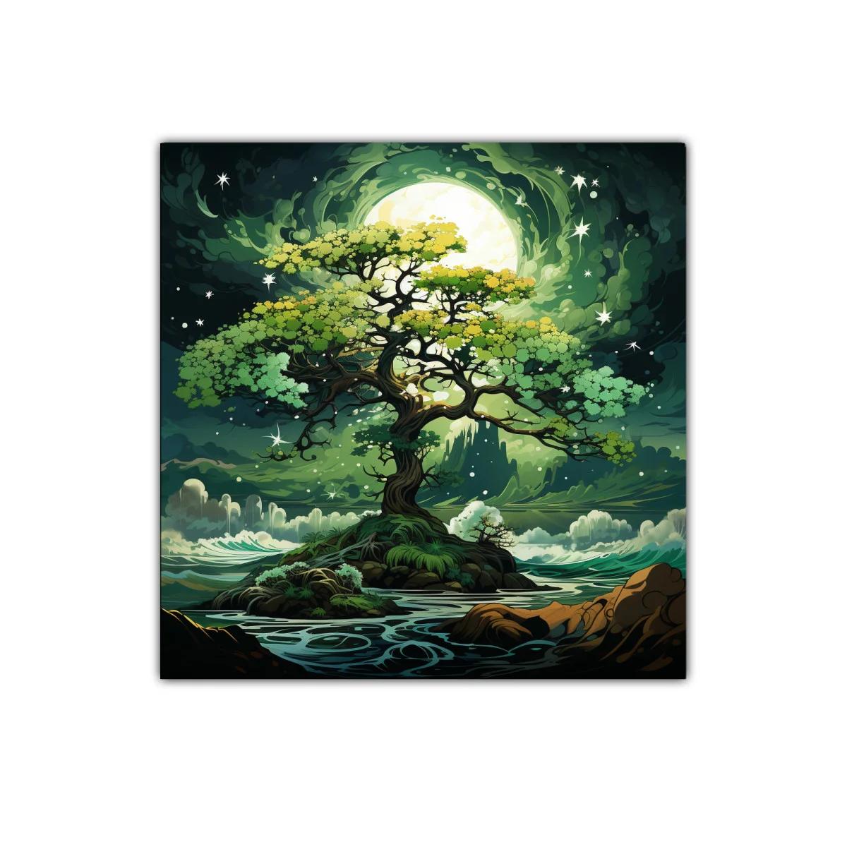 Árbol mágico con luna brillante en paisaje onírico — imagen principal