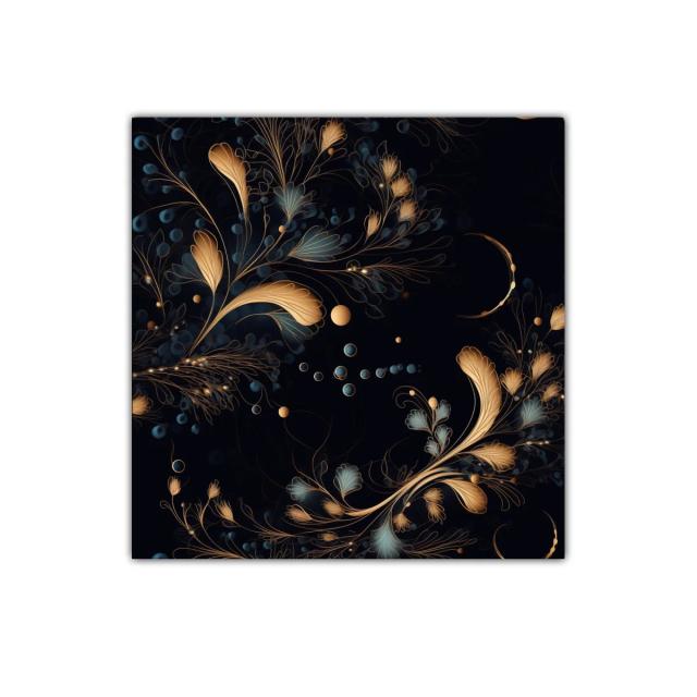Elegancia floral con detalles dorados y azules oscuros
