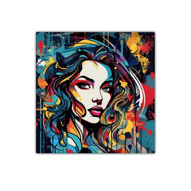 Retrato femenino vibrante con estilo pop art colorido