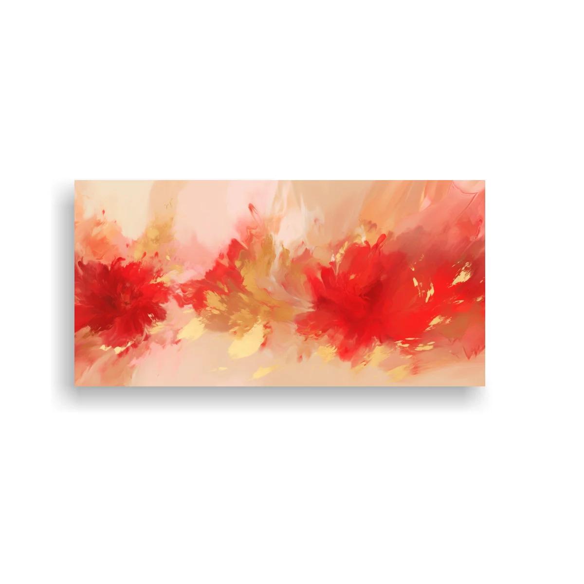 Cuadro flores rojas abstractas con bordes desvanecidos