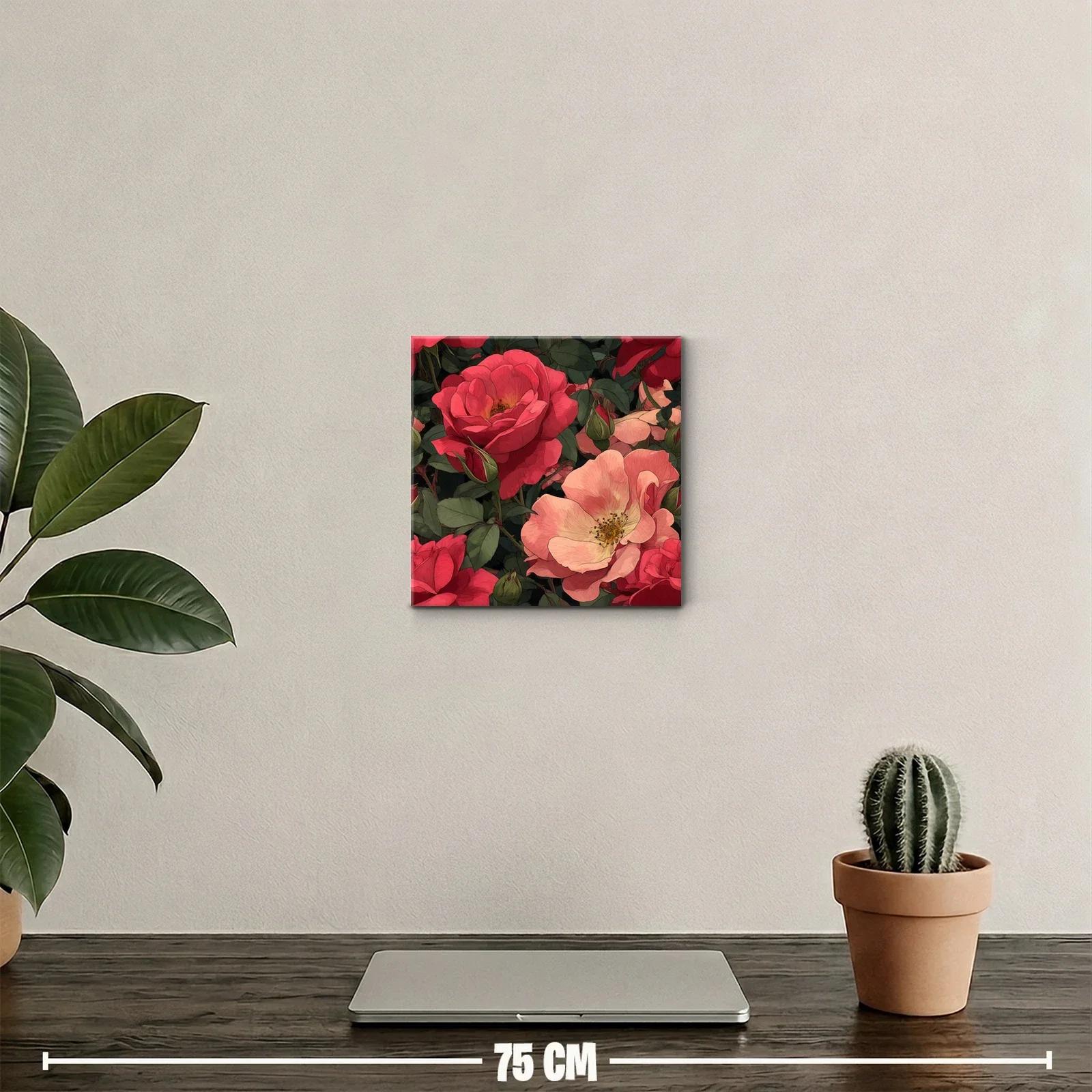 Primer plano de rosas en tonos coral y rojo intenso — miniatura 2