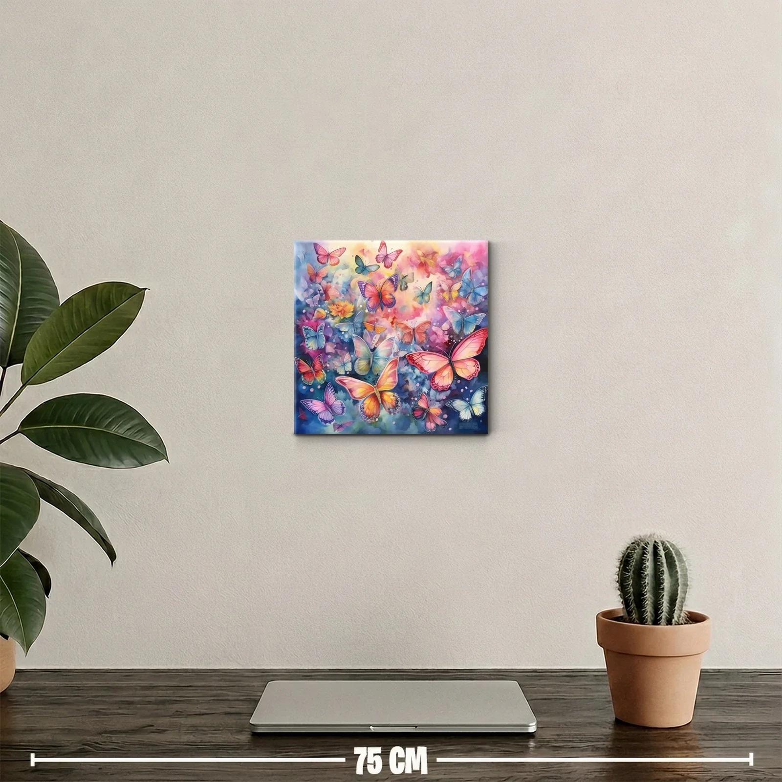Cuadro con mariposas vibrantes y colores en armonía — miniatura 2
