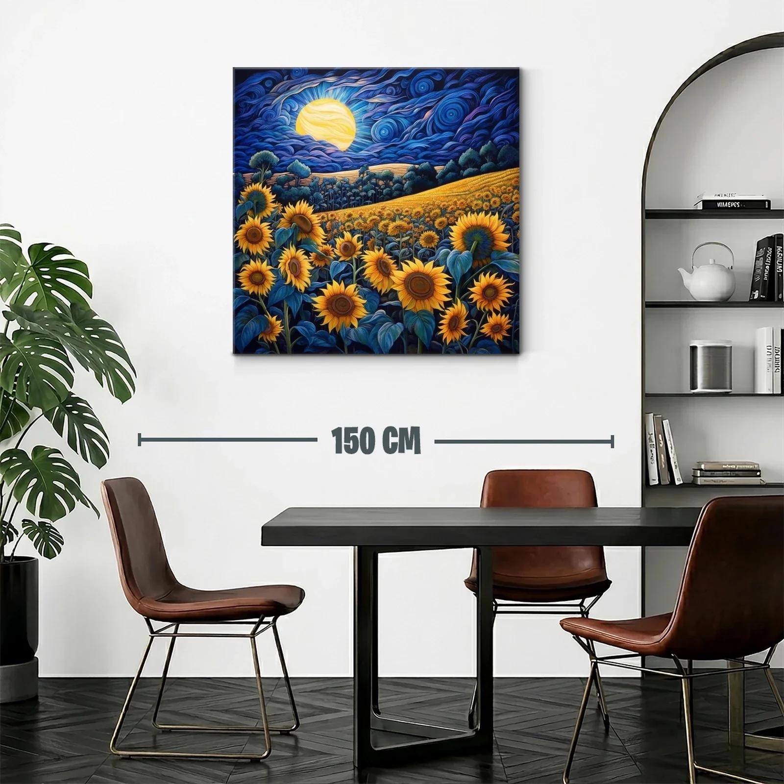 Campo de girasoles bajo un cielo nocturno vibrante — miniatura 2