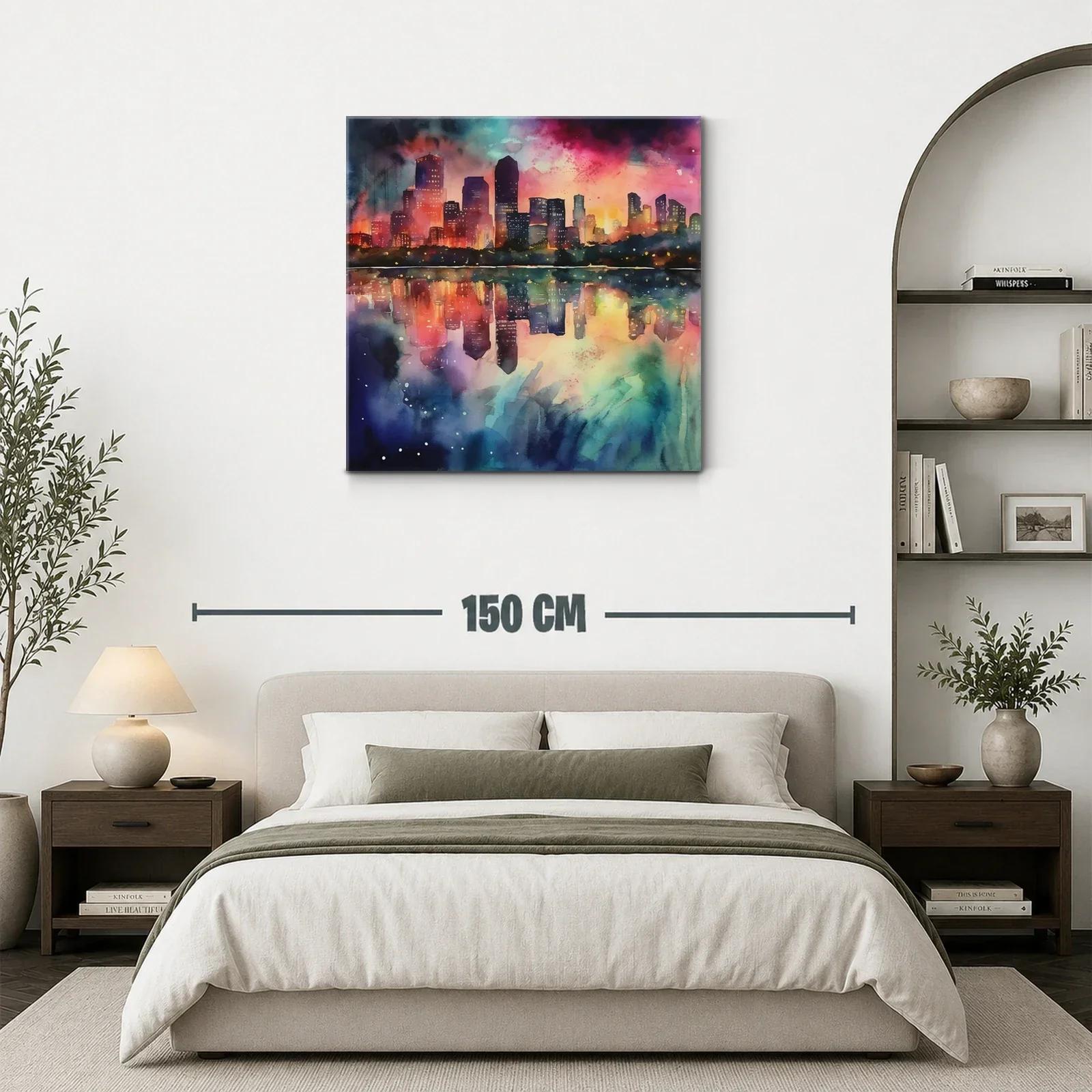 Atardecer urbano con reflejos vibrantes y luz cálida — miniatura 3