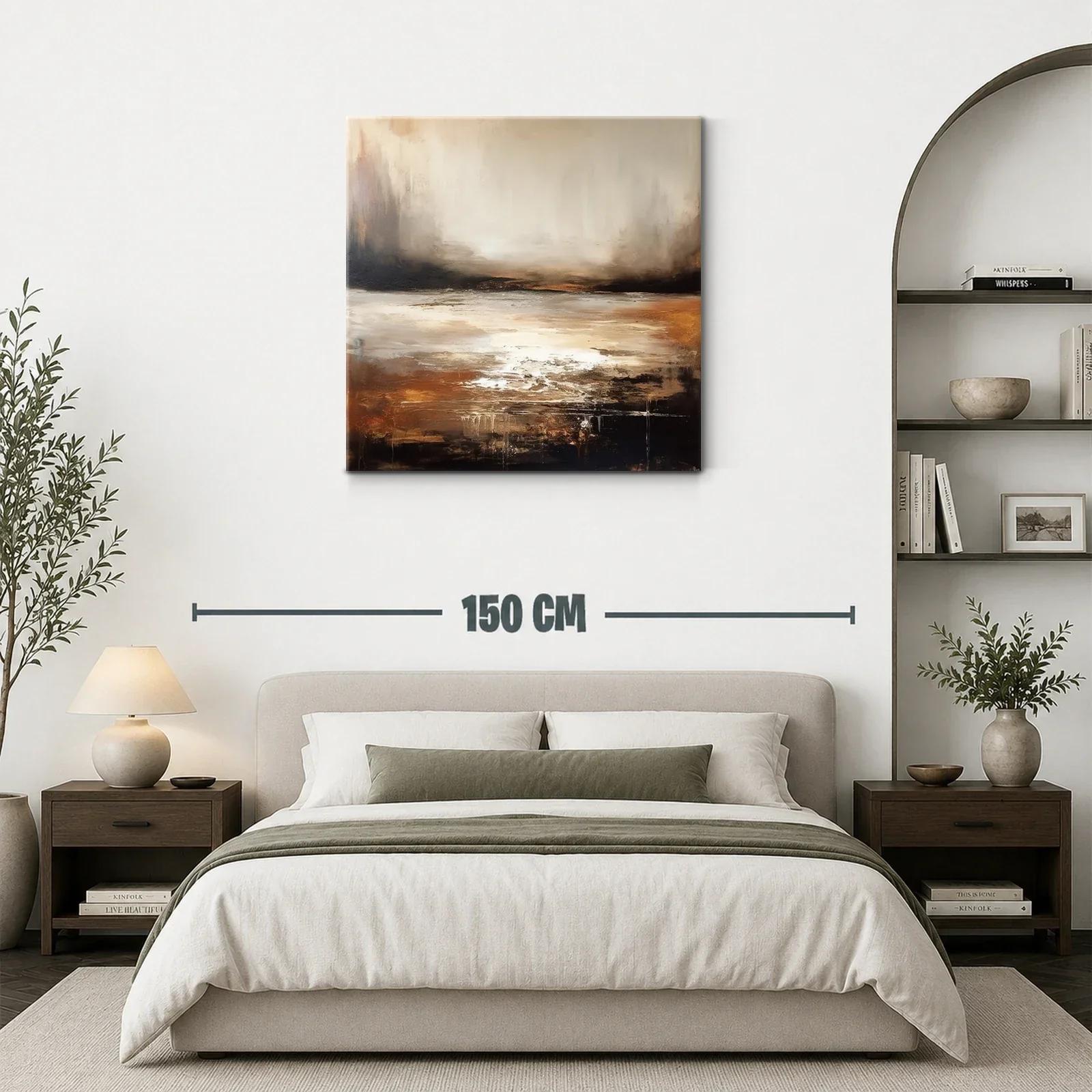 Cuadro abstracto con tonos tierra y atmósfera envolvente — miniatura 3