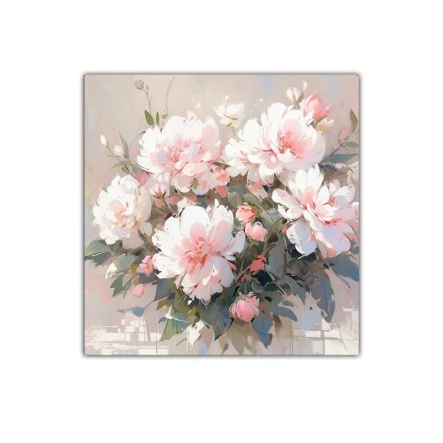 Composición delicada con flores blancas y rosas