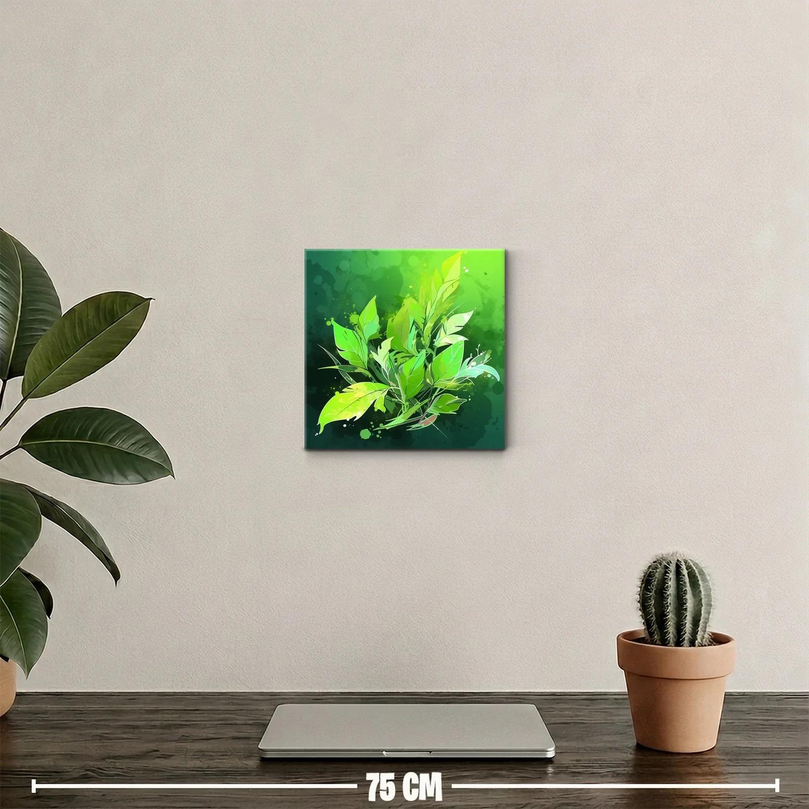 Cuadro decorativo con motivos de hojas verdes vibrantes — miniatura 2