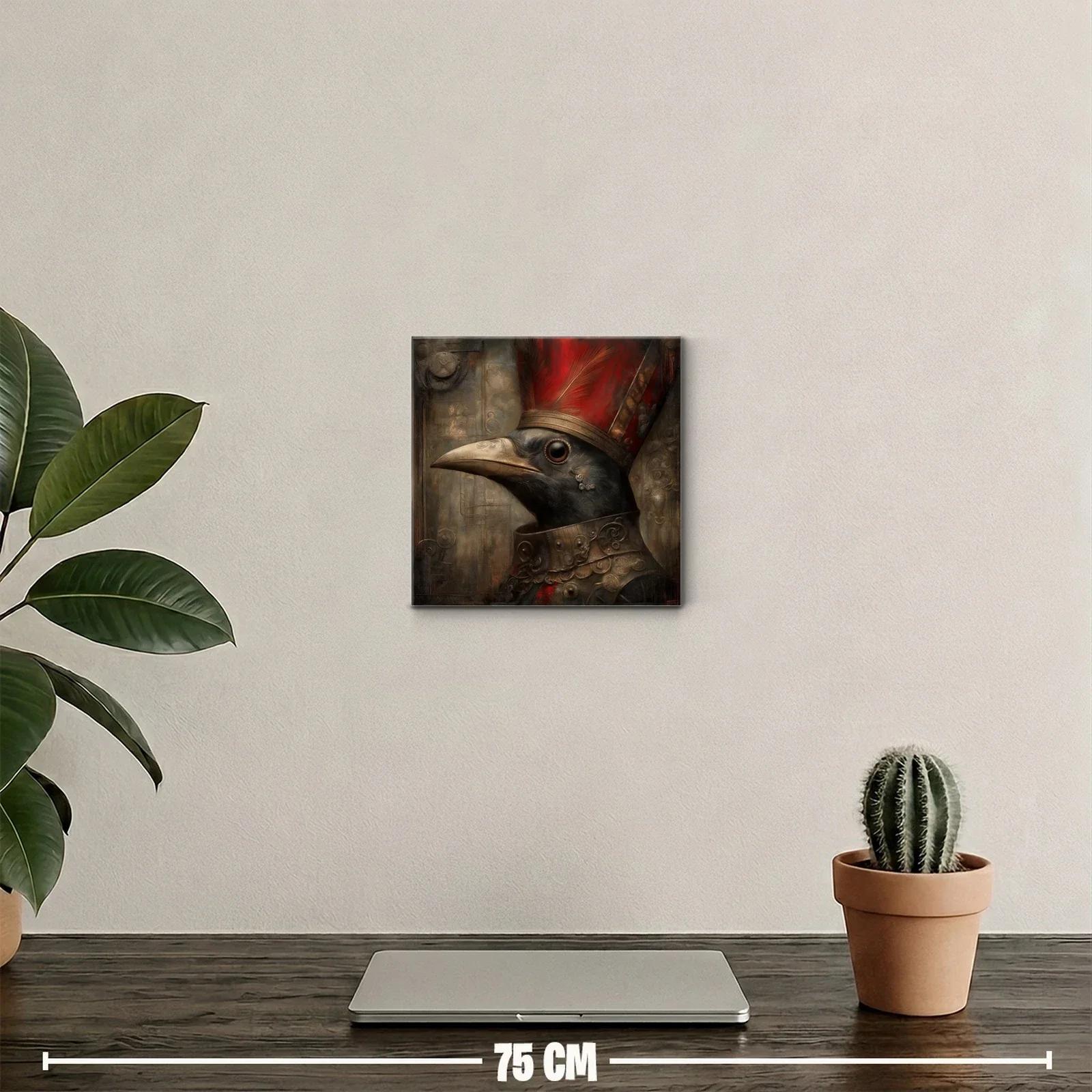 Retrato de ave con tocado y armadura en tonos cálidos — miniatura 2