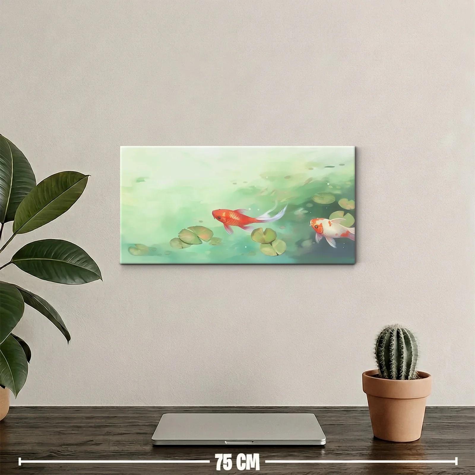 Cuadro pez dorado rojo entre nenúfares — miniatura 2