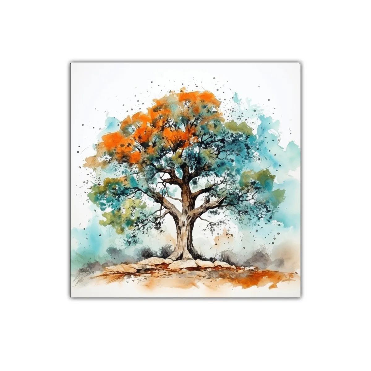 Árbol colorido con tonos otoñales y verdes vivos — imagen principal