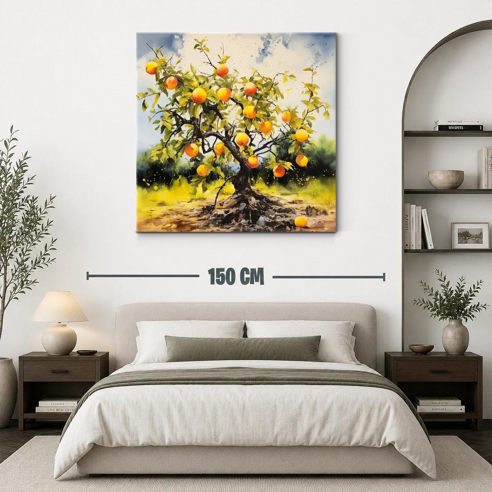 Árbol frutal con melocotones en vibrante paisaje natural — miniatura 3