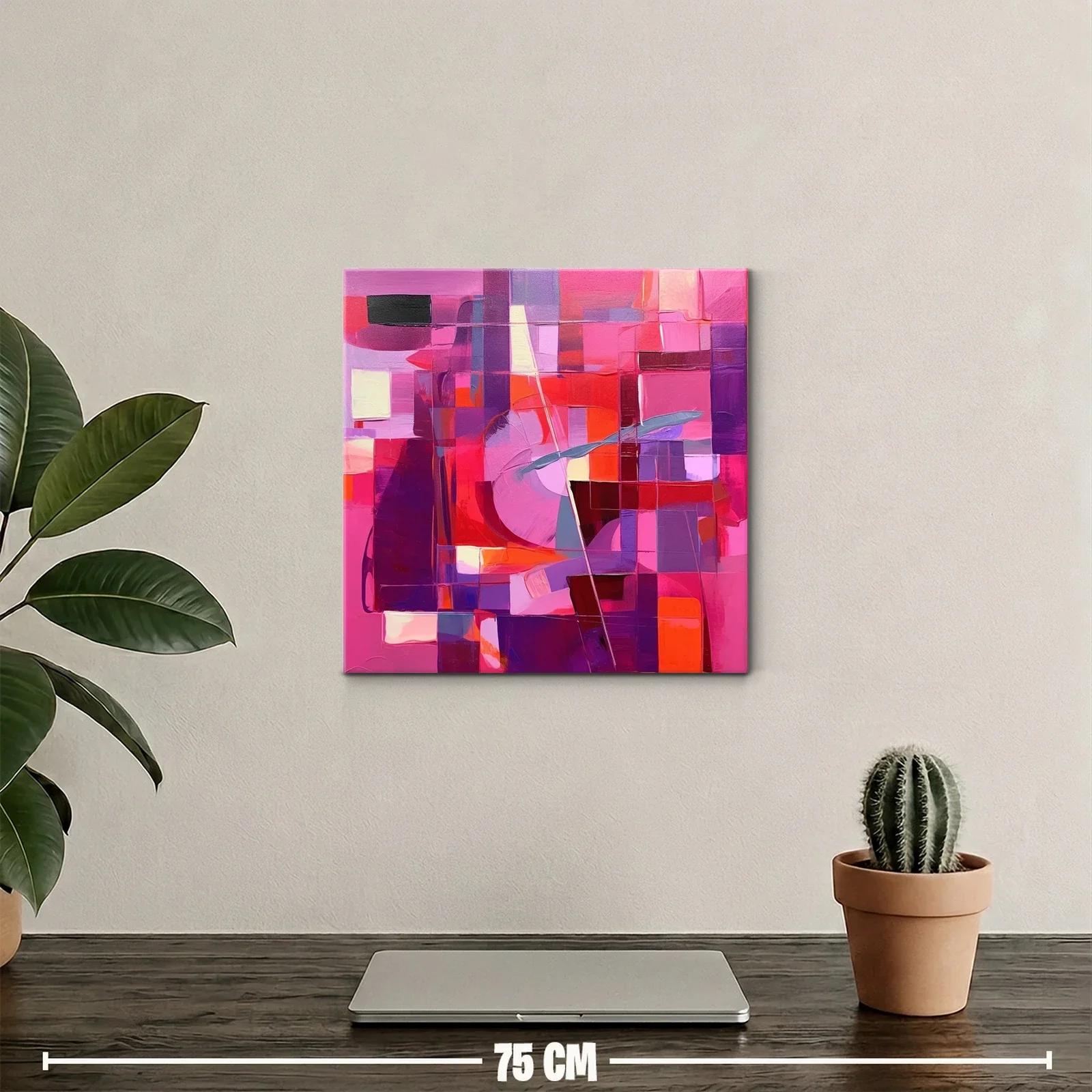 Cuadro Abstracto en Tonos Rosas y Rojos Vibrantes — miniatura 2