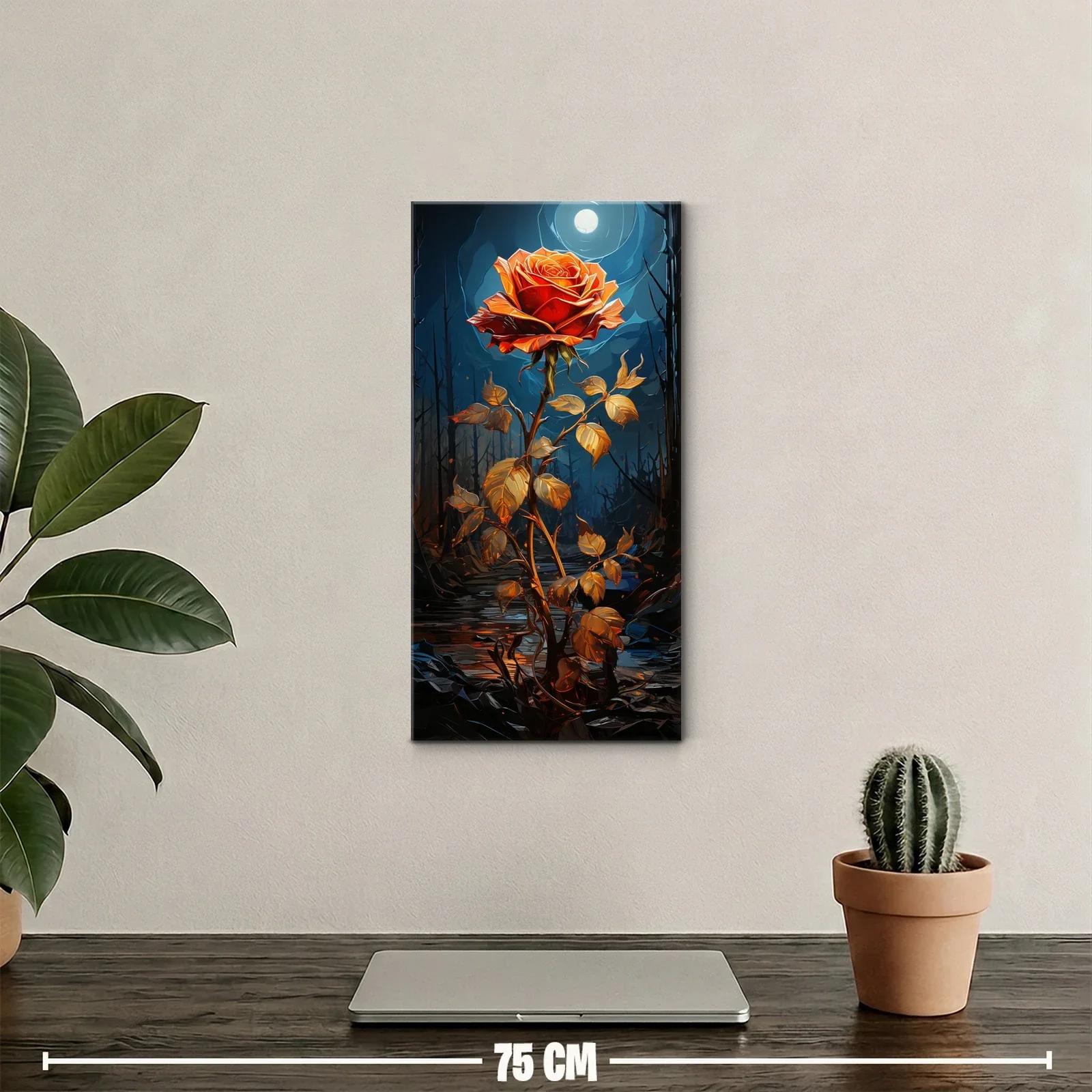 Cuadro rosa naranja con luna brillante y agua reflejada — miniatura 2