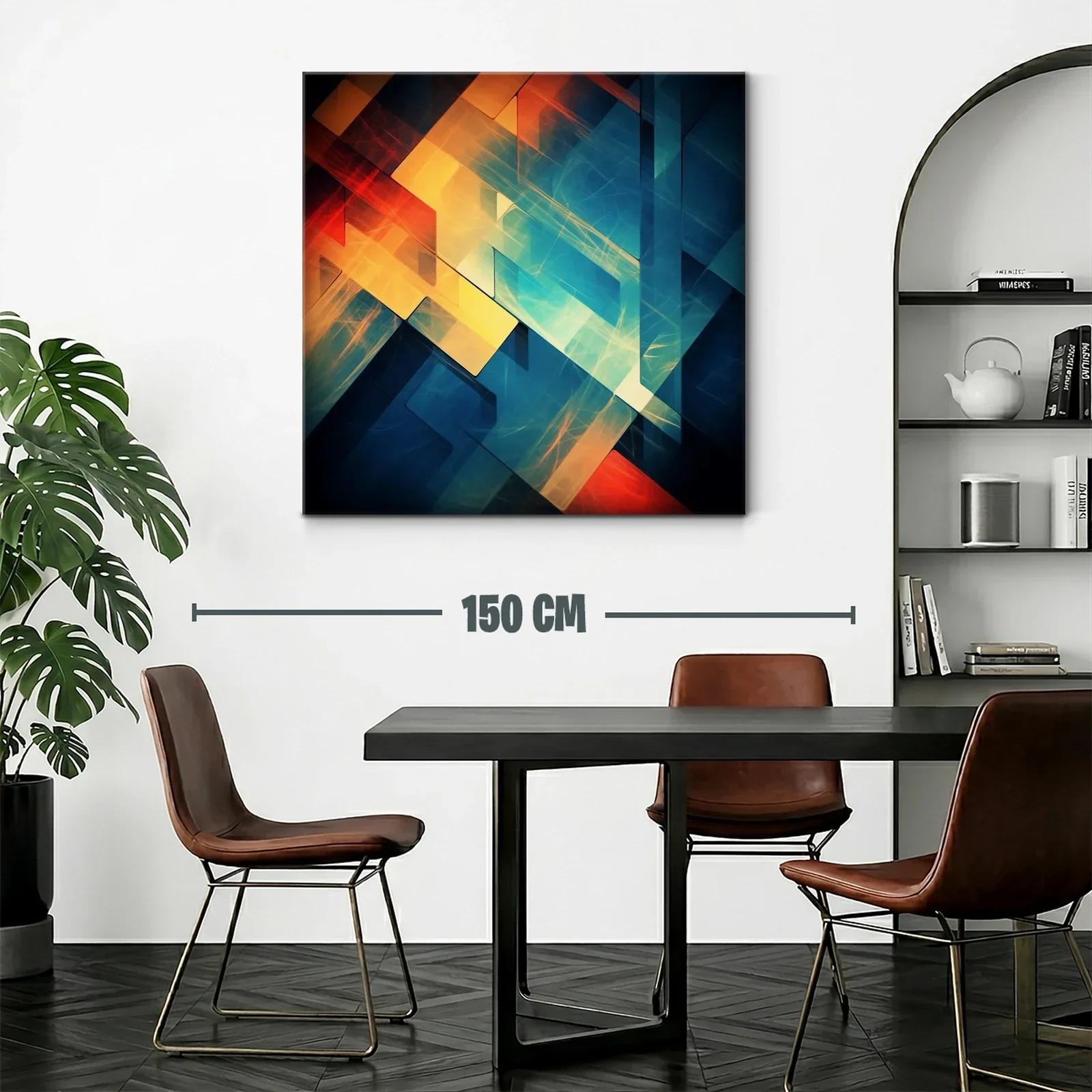 Composición abstracta en tonos cálidos y fríos vibrantes — miniatura 2