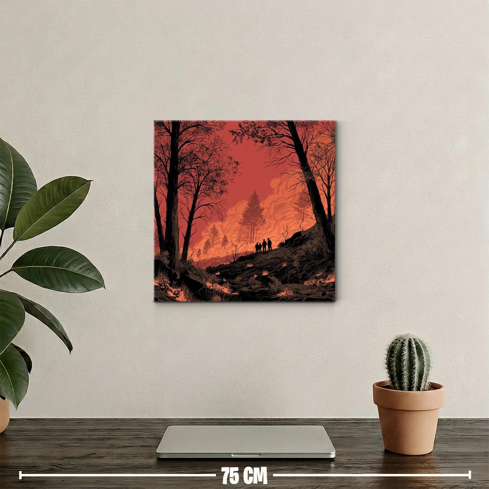 Atardecer intenso con siluetas entre árboles en llamas — miniatura 2