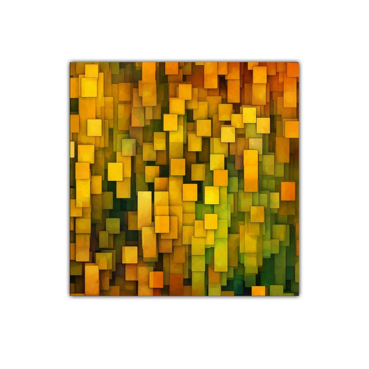Cuadro abstracto con formas geométricas en tonos amarillos — imagen principal