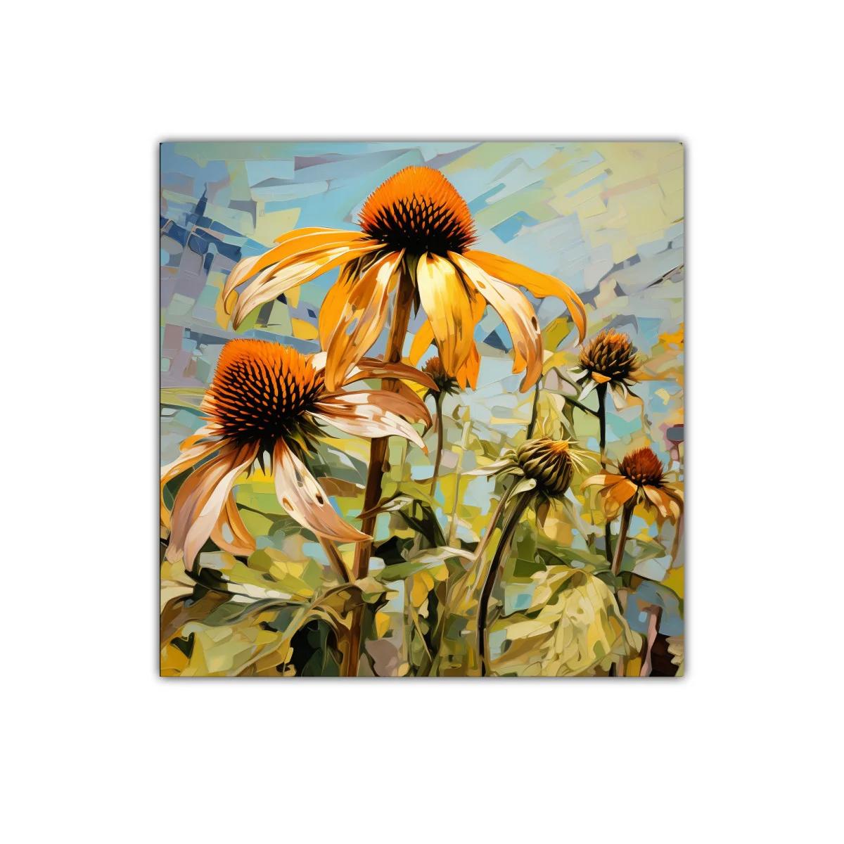 Cuadro floral con flores silvestres en tonos cálidos — imagen principal