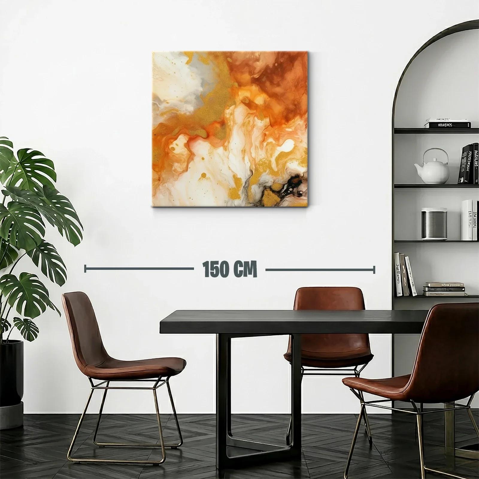 Cuadro abstracto con tonos cálidos y dorados — miniatura 2