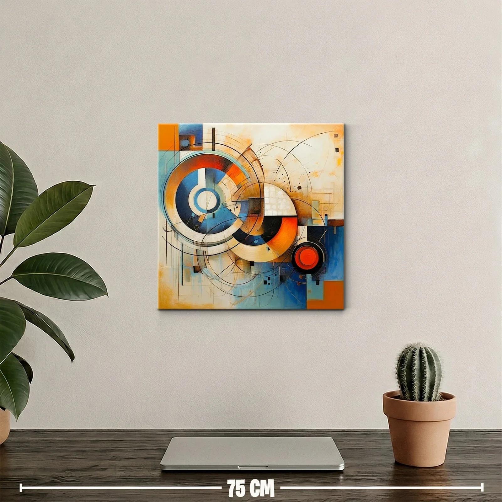 Composición geométrica con círculos en tonos cálidos y azules — miniatura 2