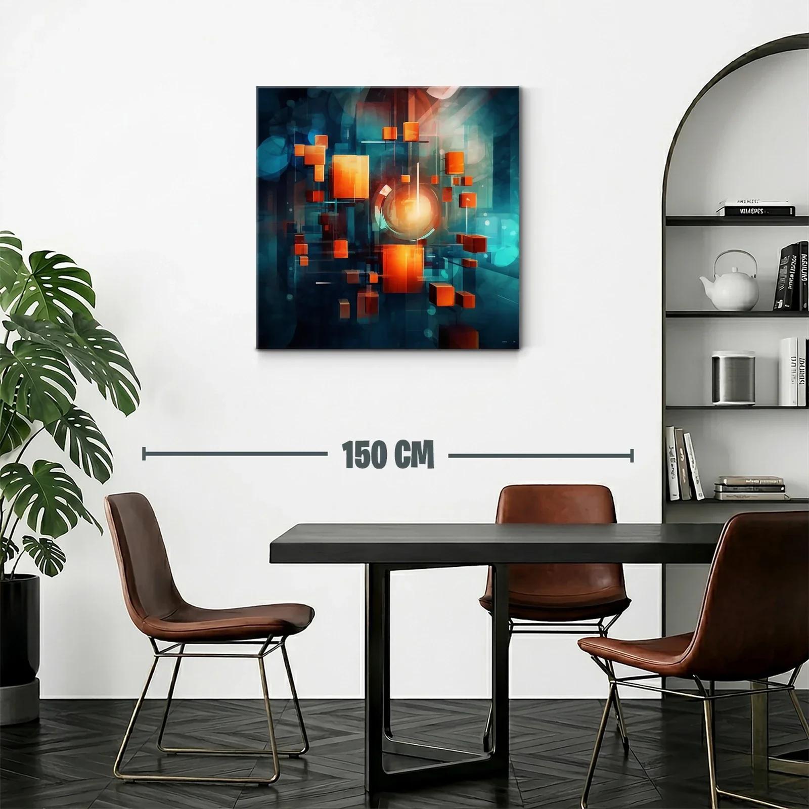 Composición abstracta con cubos naranjas flotantes en fondo azul — miniatura 2