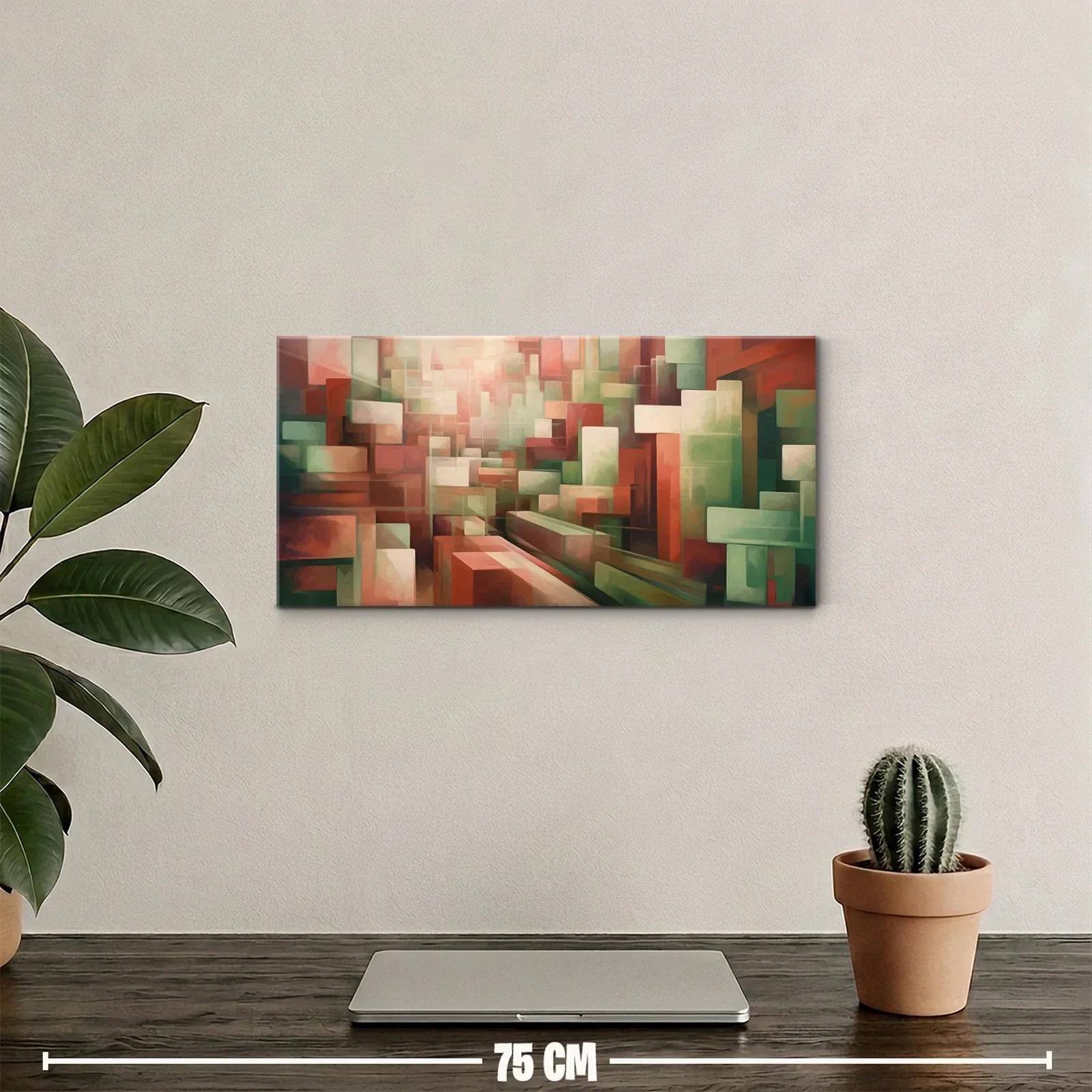 Cuadro abstracción geométrica con bloques escalonados — miniatura 2