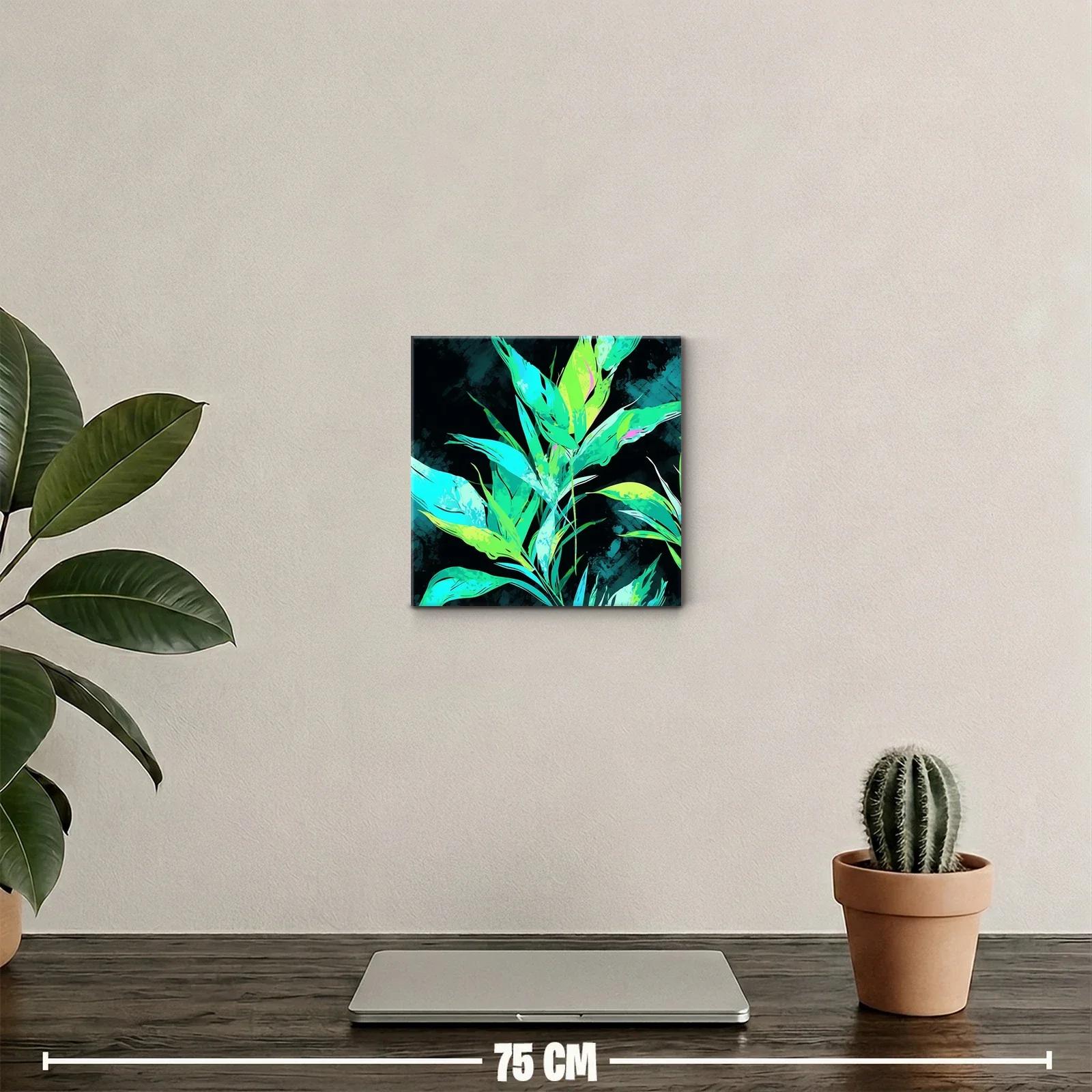 Hojas tropicales vibrantes sobre fondo oscuro elegante — miniatura 2