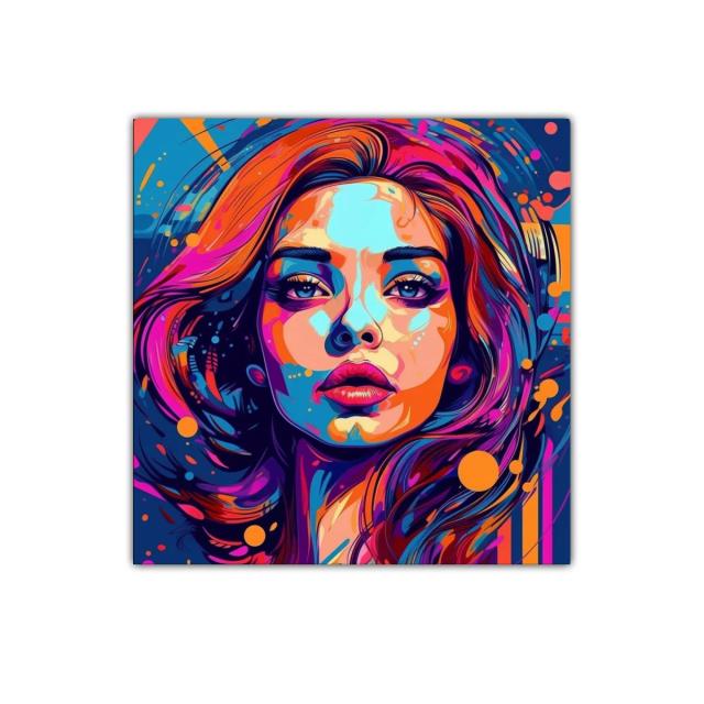 Retrato vibrante de mujer con explosión de color y energía