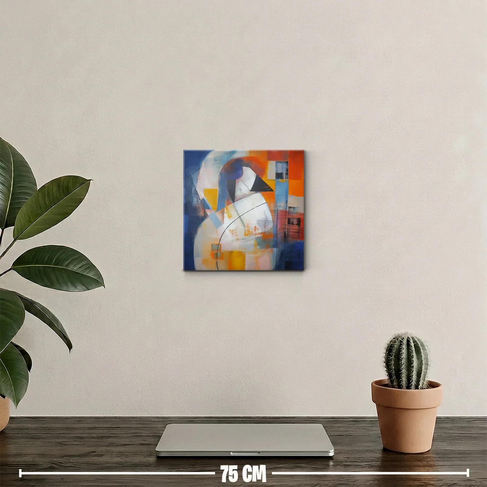 Cuadro abstracto con figura de ave en colores vibrantes — miniatura 2
