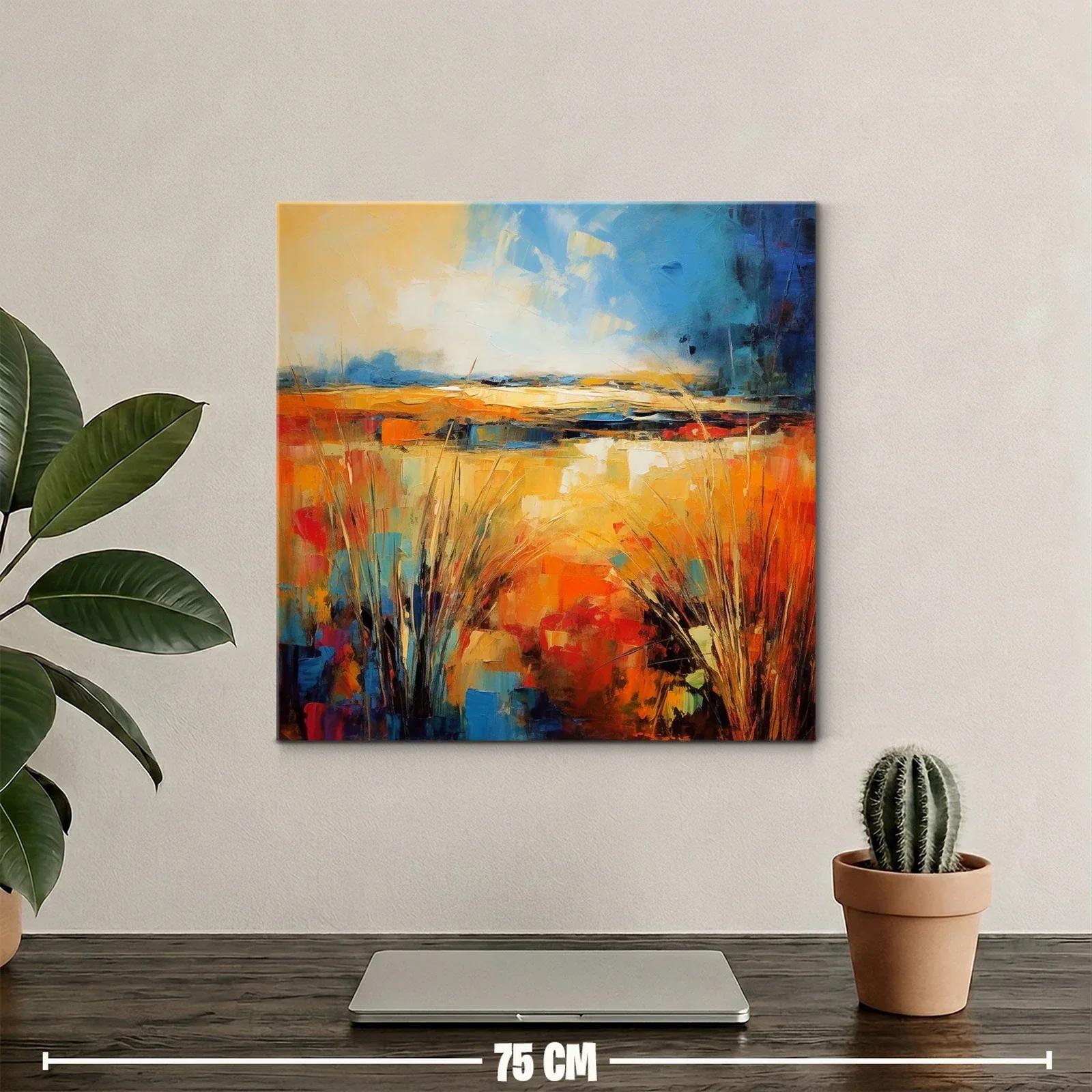 Paisaje abstracto con vibrantes tonos cálidos y fríos — miniatura 2