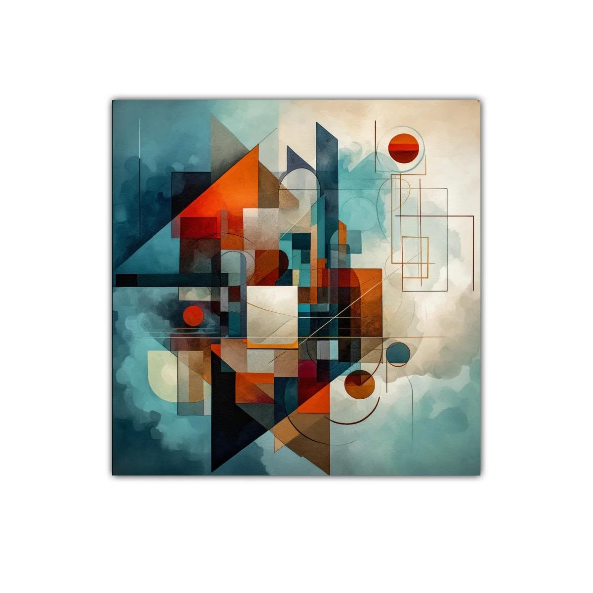 Composición geométrica abstracta en tonos cálidos y fríos — imagen principal