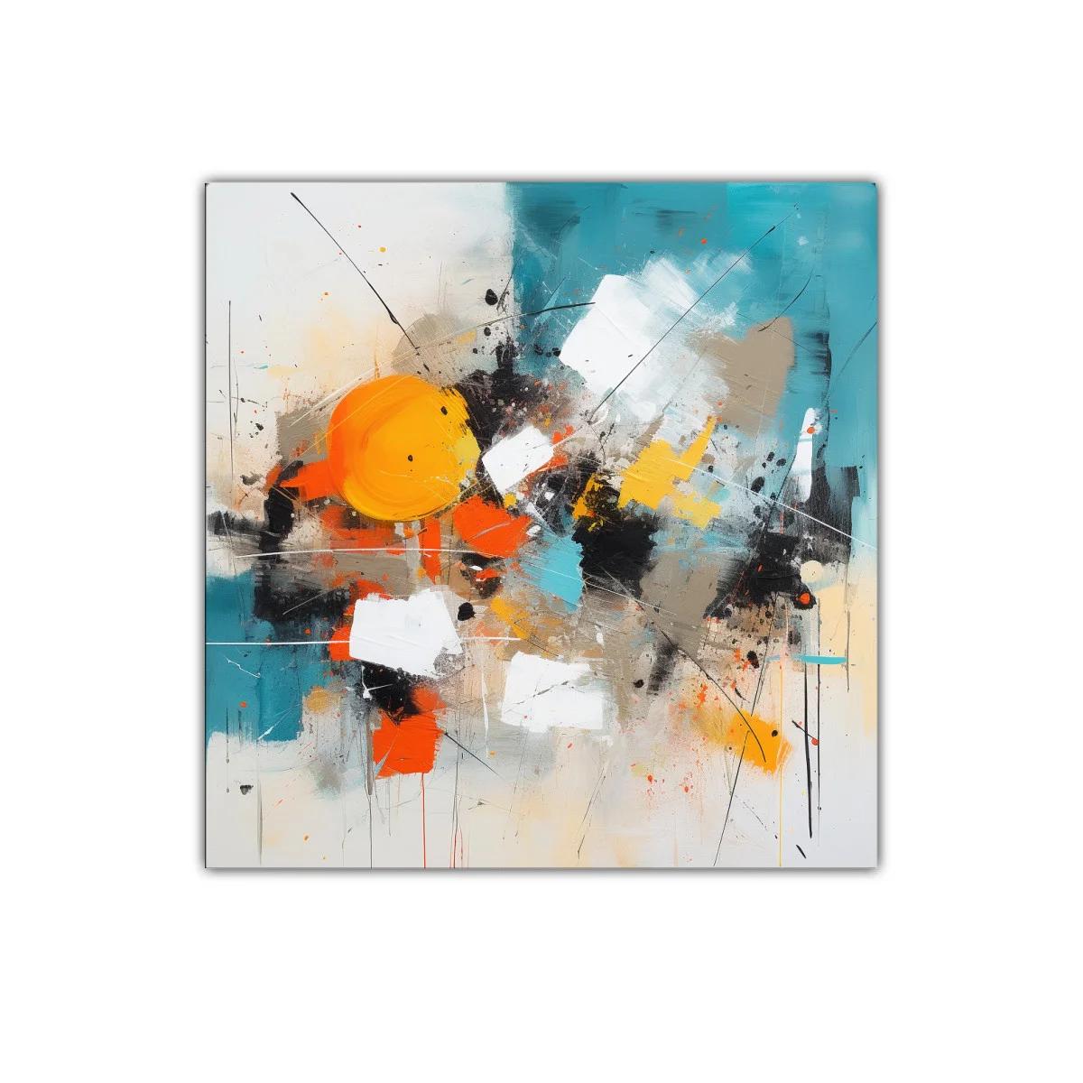 Cuadro abstracto con vibrantes tonos cálidos y fríos — imagen principal