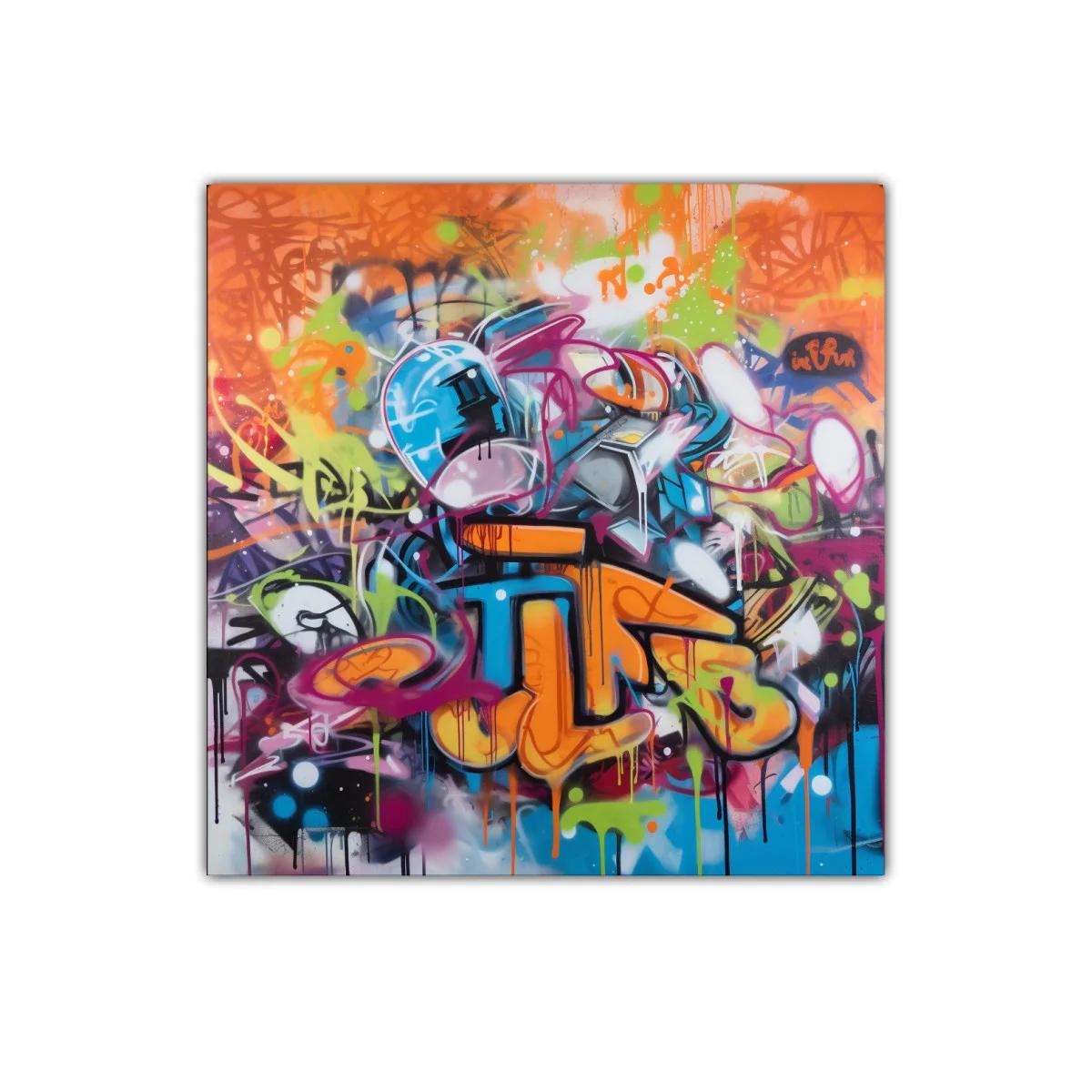 Cuadro colorido con arte urbano y estilo graffiti vibrante — imagen principal