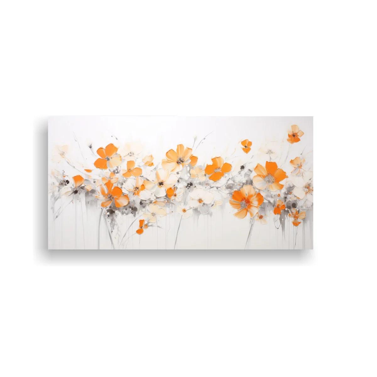 Cuadro amapolas naranjas en franja panorámica