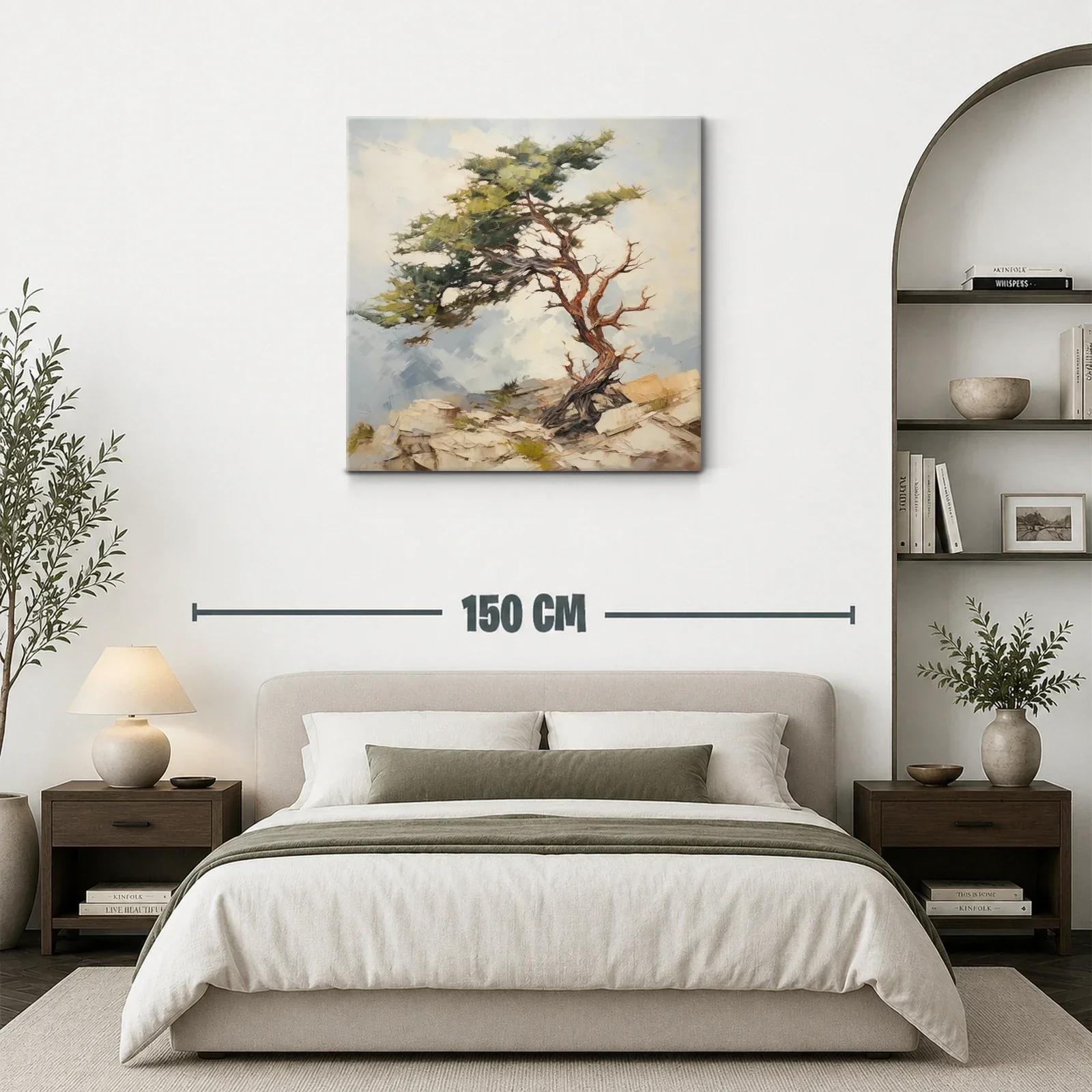 Árbol solitario sobre rocas con cielo despejado — miniatura 3