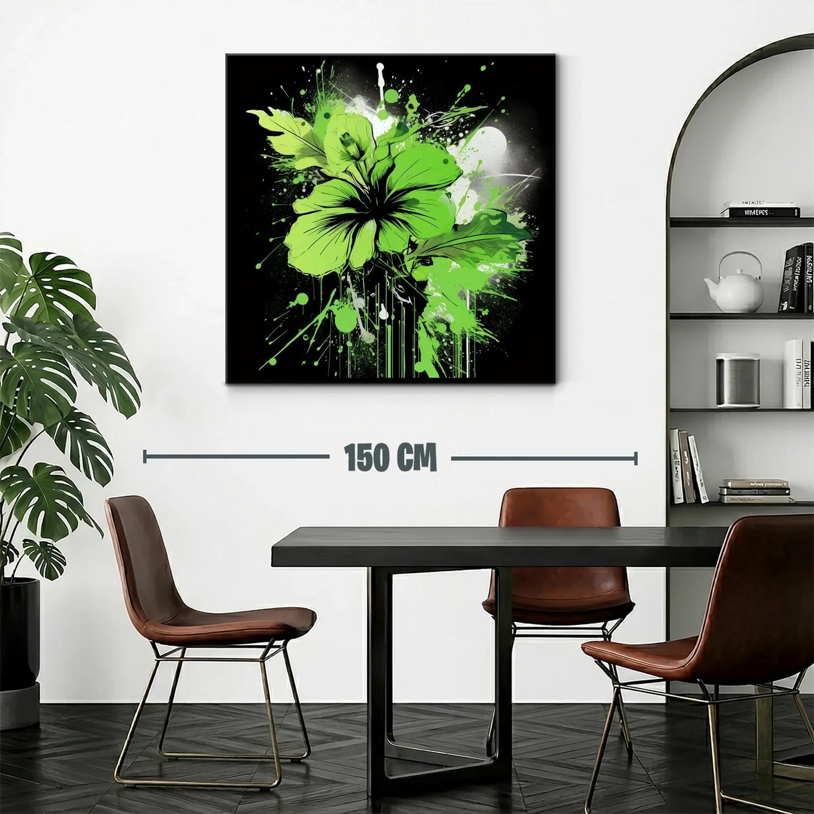 Flor verde vibrante con explosión artística sobre fondo oscuro — miniatura 2
