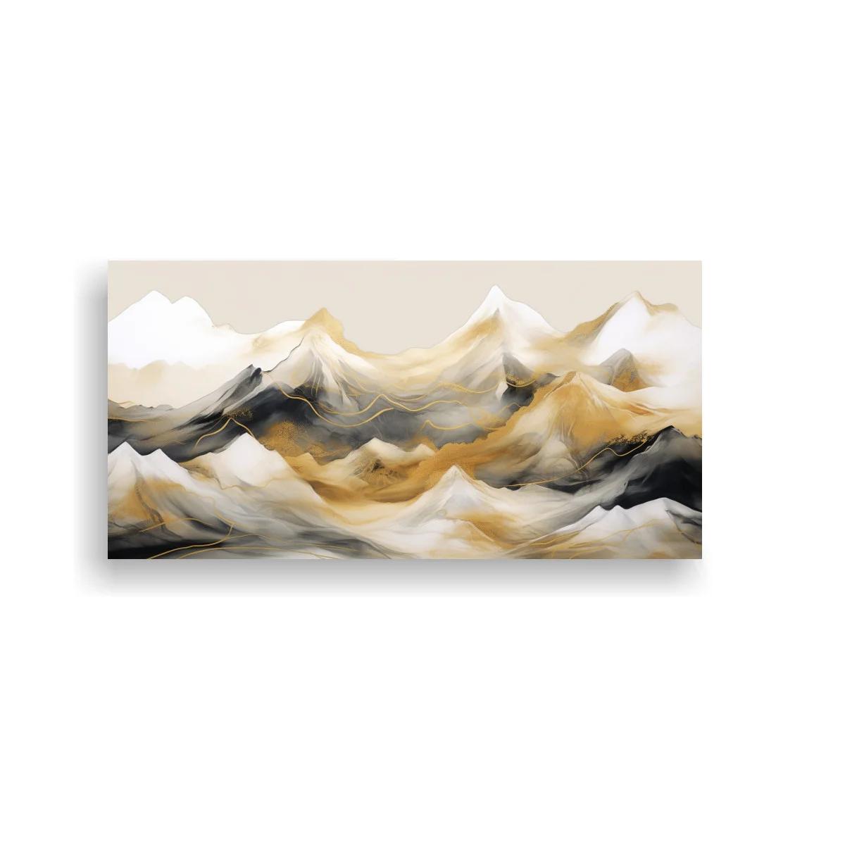Cuadro cordillera de montañas nevadas de formas suaves y barridas