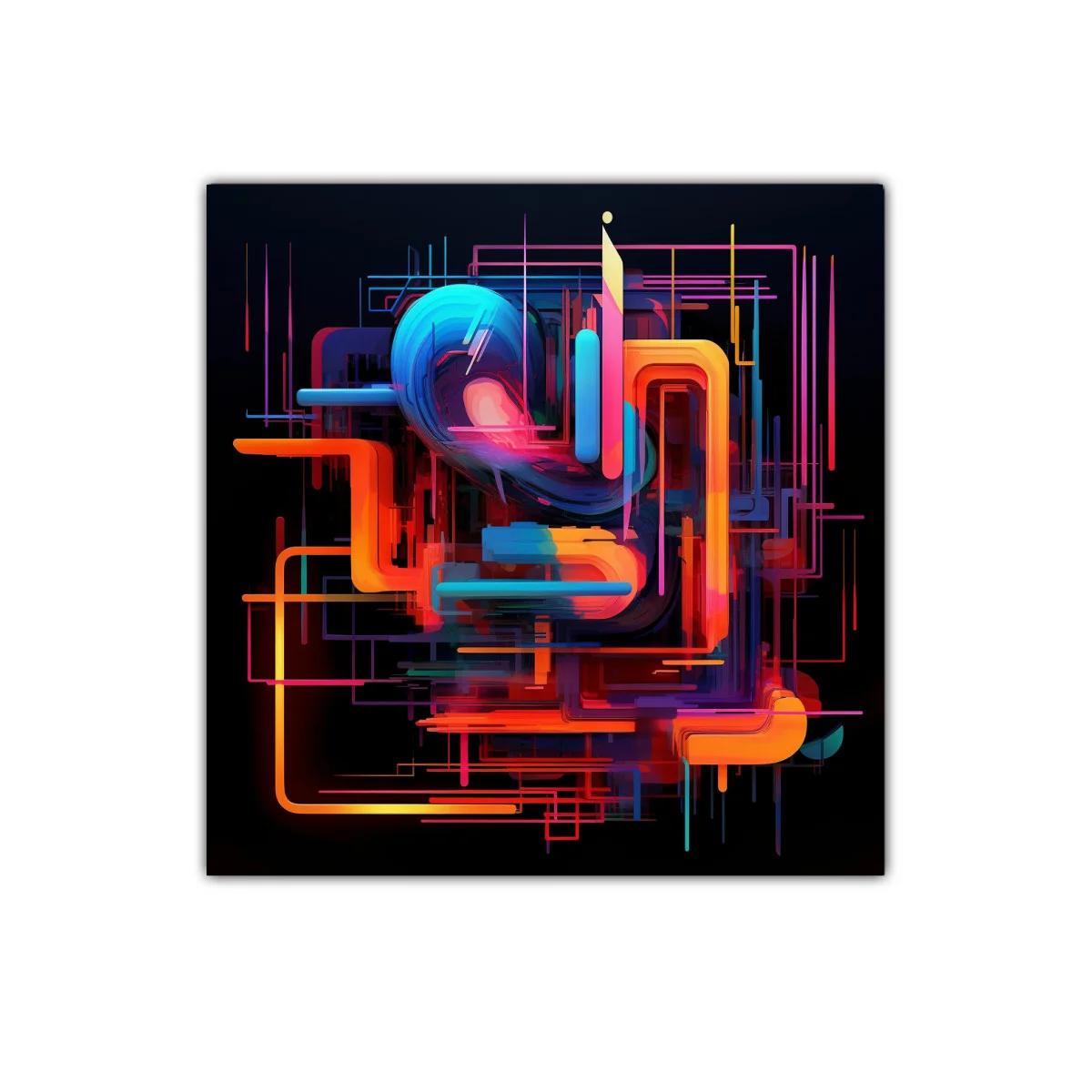 Composición abstracta con vibrantes líneas geométricas en colores brillantes — imagen principal