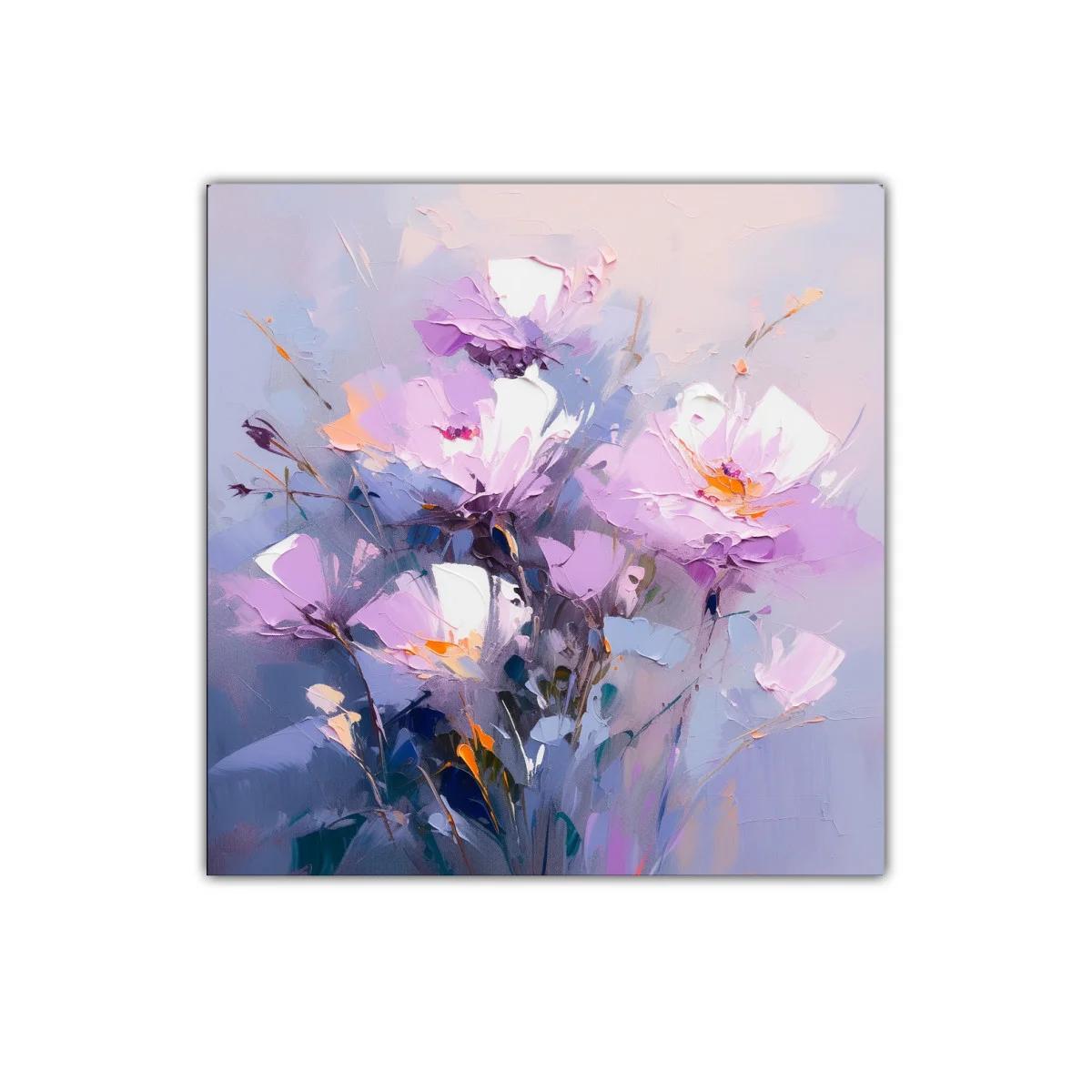 Cuadro decorativo de flores en tonos pastel suaves