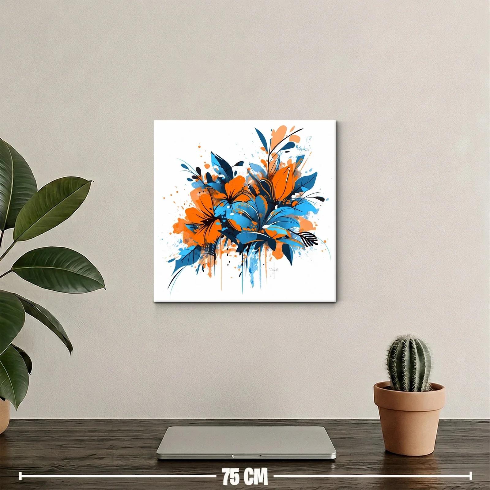 Composición vibrante de flores en tonos naranja y azul — miniatura 2
