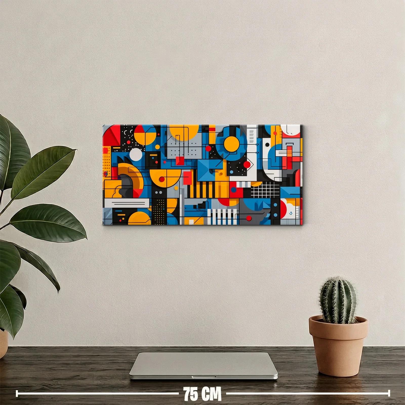 Cuadro mosaico geométrico denso con círculos y cuadrículas — miniatura 2