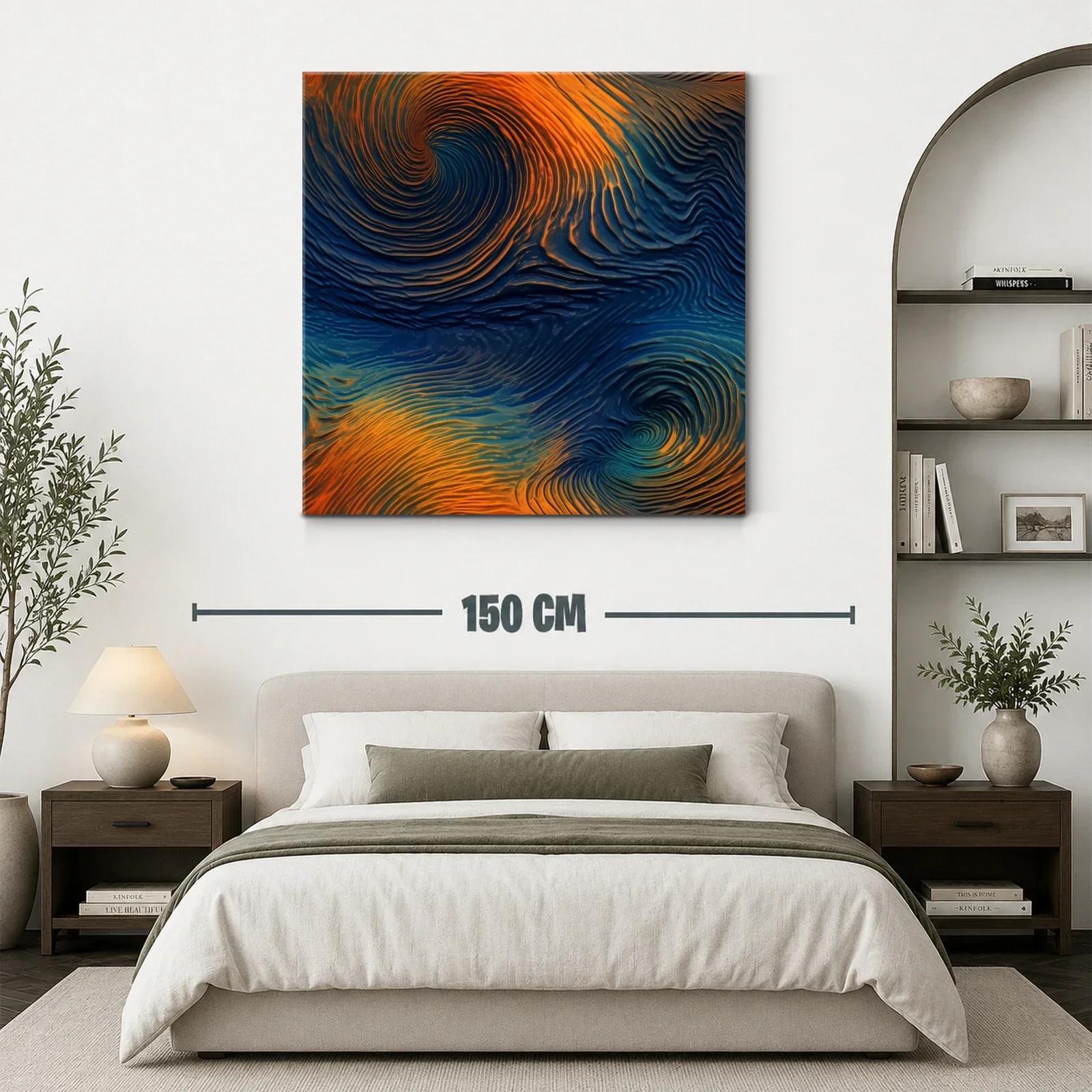 Cuadro abstracto con remolinos en tonos cálidos y profundos — miniatura 3
