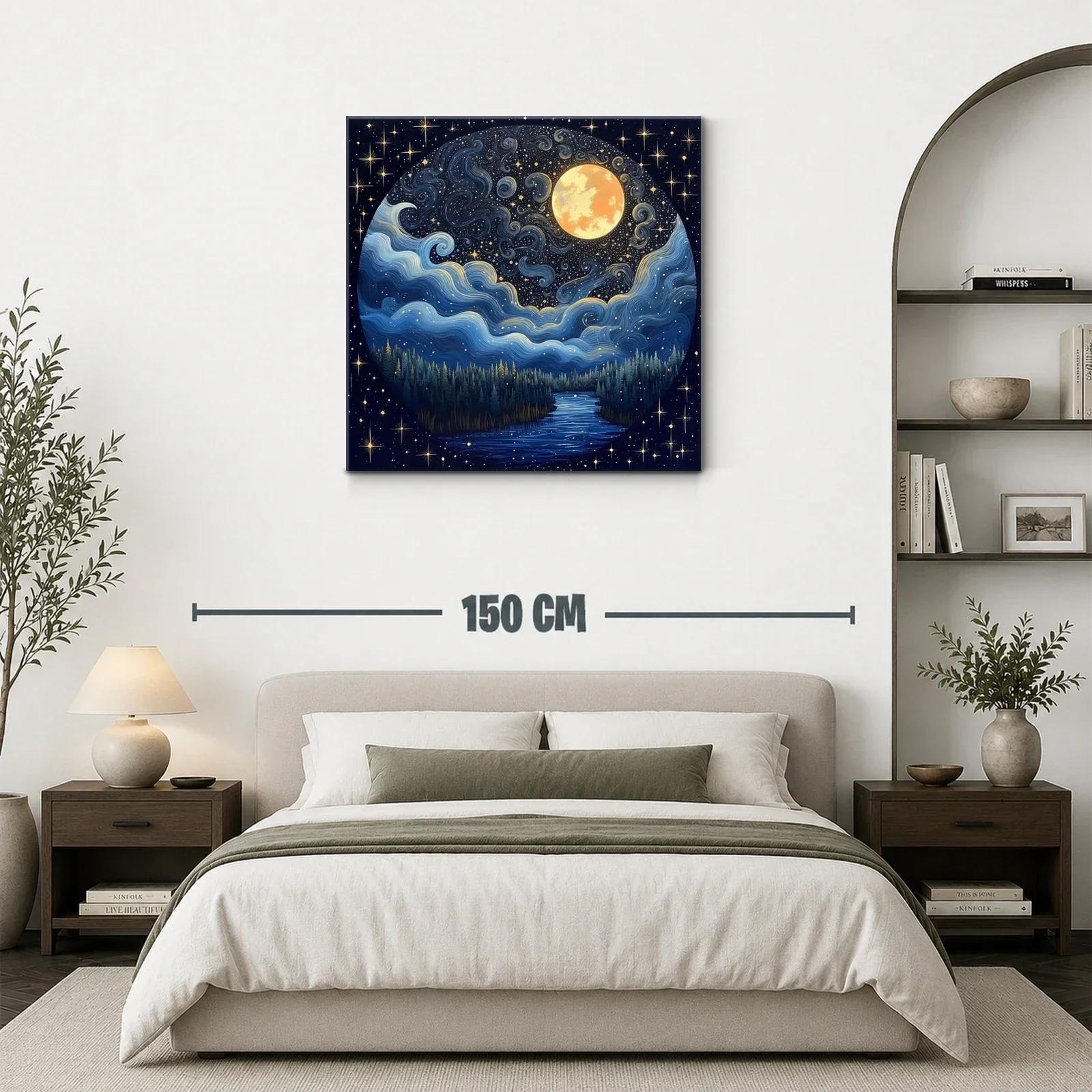 Paisaje nocturno con luna llena y cielo estrellado — miniatura 3