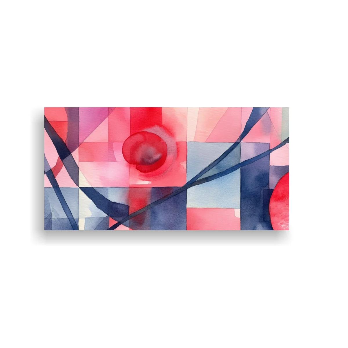 Cuadro composición geométrica abstracta con círculos rojos
