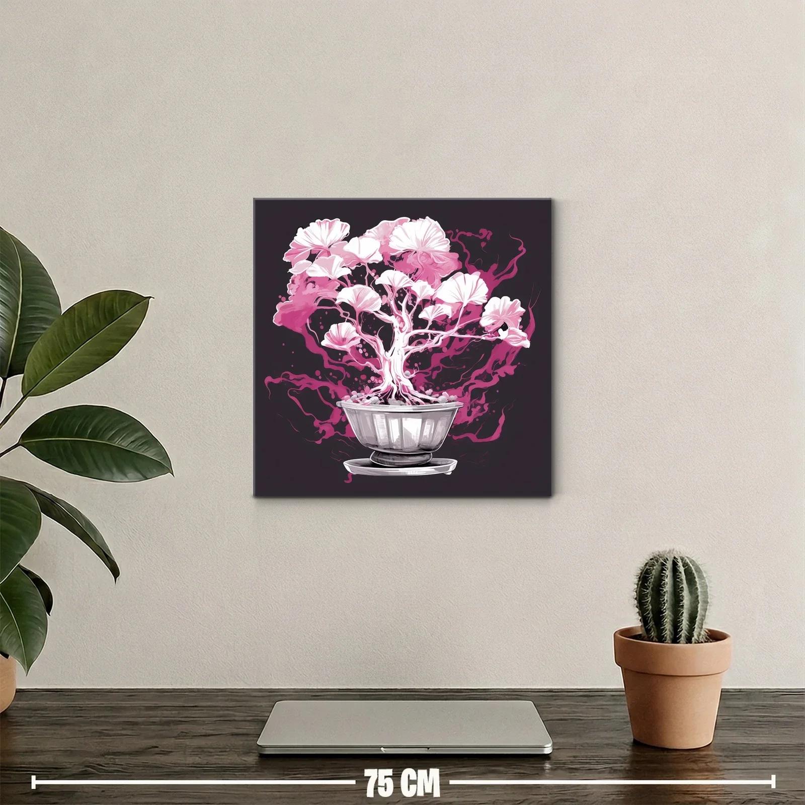 Árbol de flores blancas y rosas sobre fondo oscuro — miniatura 2