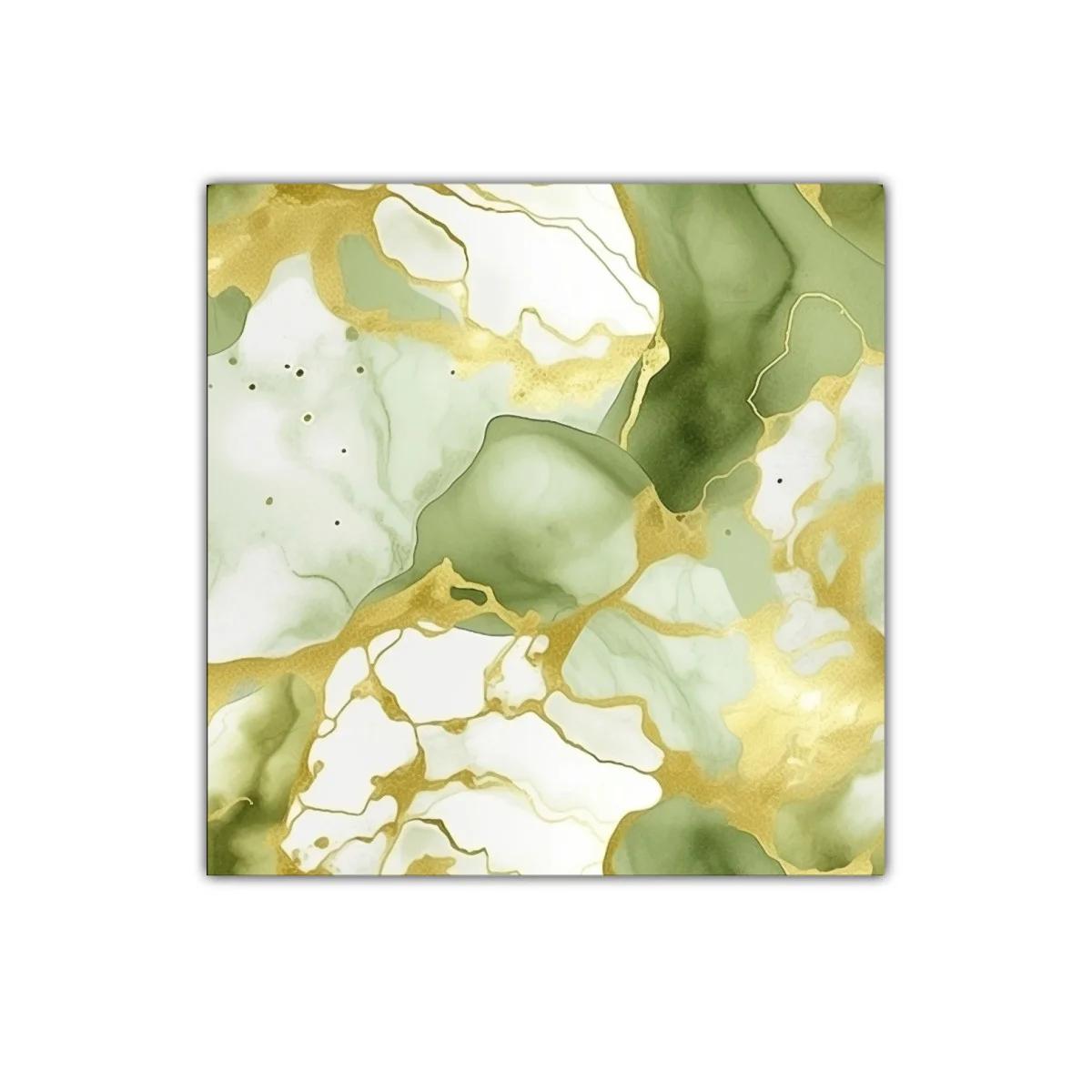 Composición abstracta en tonos verdes y dorados elegantes