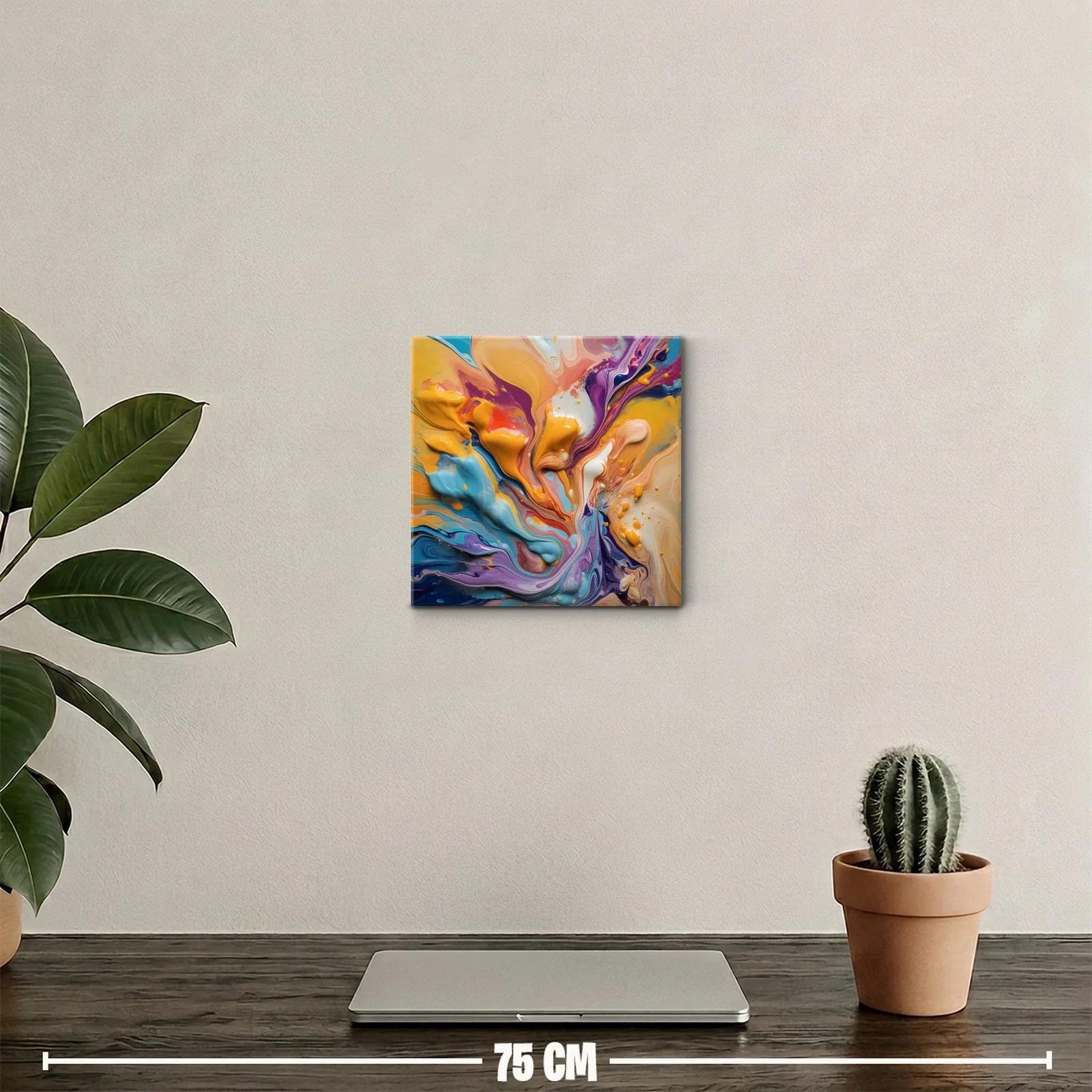 Cuadro abstracto con dinámicas explosiones de color y movimiento — miniatura 2