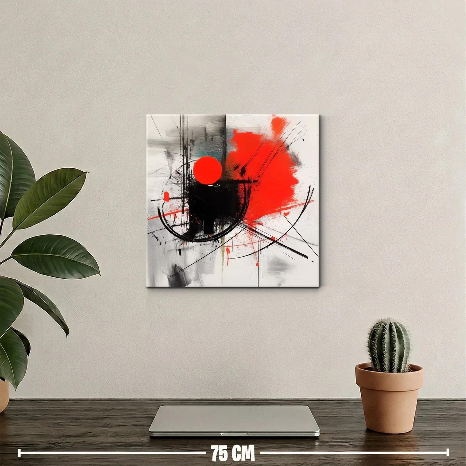 Composición abstracta con círculos rojos y trazos dinámicos — miniatura 2