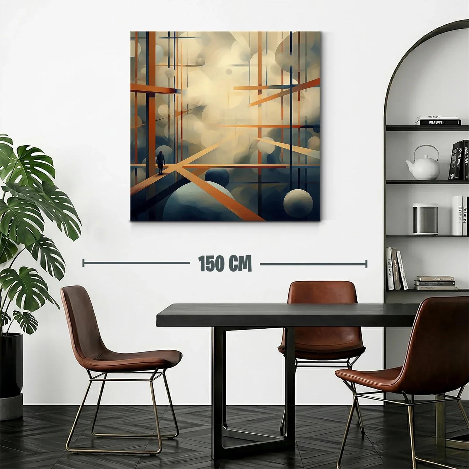 Composición abstracta con líneas y esferas en tonos cálidos — miniatura 2