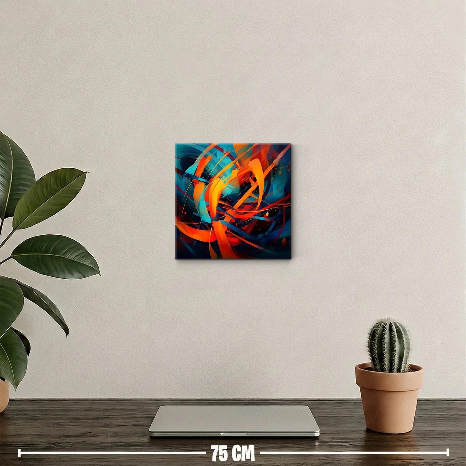 Cuadro abstracto en tonos vibrantes rojos y azules — miniatura 2